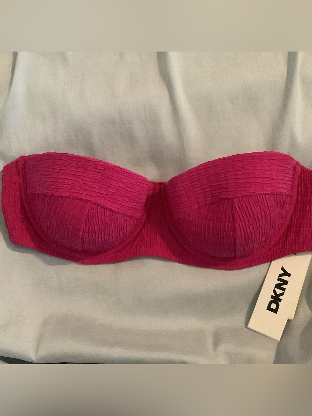 DKNY Hot Pink Strapless Ruched swimwear